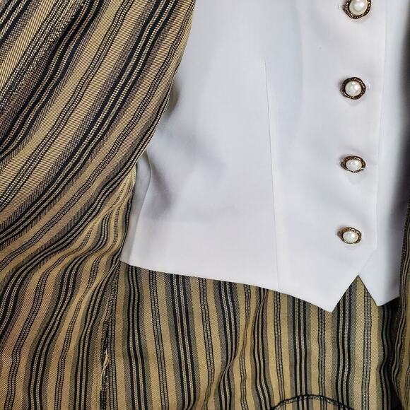 Dress Savvy Vintage Blazer Womens Size 12 Tan Striped 90s Preppy Mod Glam Rock - Picture 4 of 11